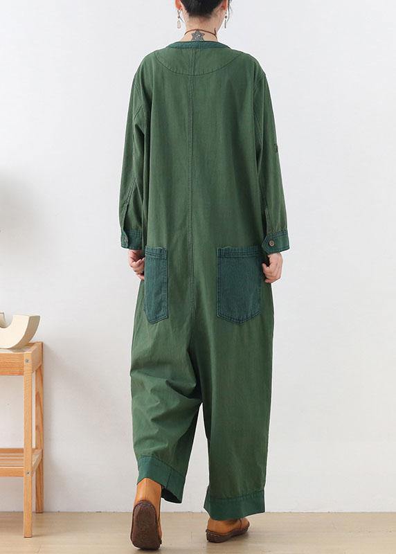 Diy Green Retro Fall Denim Romper Outfit