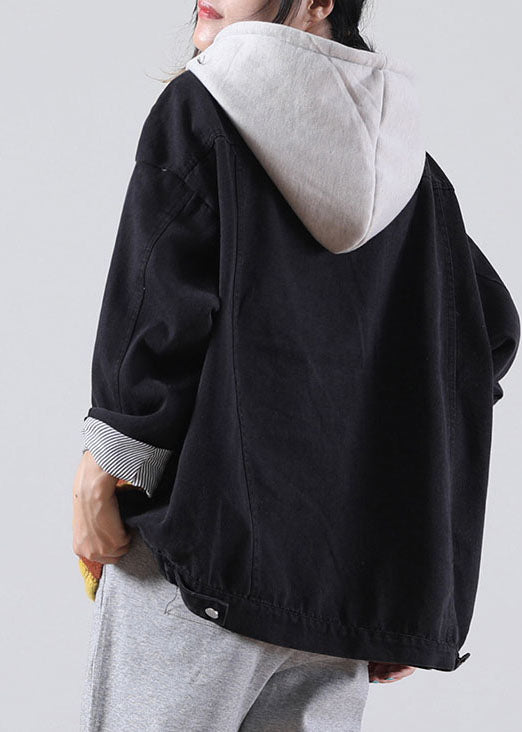 Diy Yellow Hooded Graphic Denim Patchwork Knit Sweaters Winter
