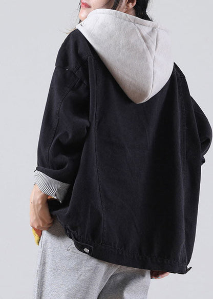Diy Yellow Hooded Graphic Denim Patchwork Knit Sweaters Winter