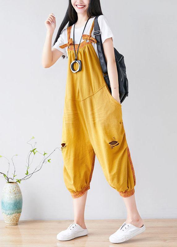 Diy Yellow Pockets Patchwork Plaid Fall Outfits Rompers Cotton