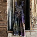 Vintage Viking Tree Of Life Gradient Art Linen Jumpsuit artswardrobe