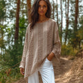 Comstylish Vintage Greek Key Motif Hollow Cotton Linen Shirt
