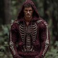 Men's Halloween Skeleton Art Knit Hooded Sweater artswardrobe
