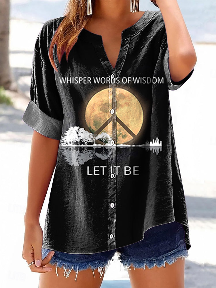 Women's Whisper Words of Wisdom Let It Be Graphic Art Print Cotton Lin