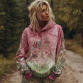 Women's Viking Tree Of Life Pink And Green Tie-dye Hoodie artswardrobe