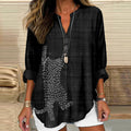 Comstylish Cute Sashiko Cat Japanese Art Cozy Linen Tunic