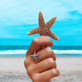 Adjustable Starfish Ring in Silver and Gold
