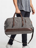 Vintage Washed Canvas Leather Patchwork Bag artswardrobe