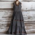 Vintage Pop Art Cat Linen Blend Women's Dress artswardrobe