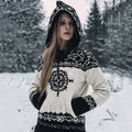 Vintage Viking Compass Celtic Cozy Chunky Hooded Cardigan elevenforest