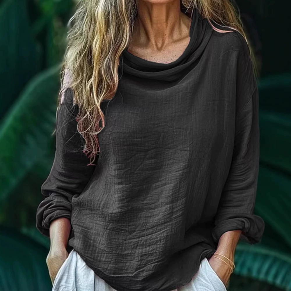 Vintage Bohemian Style Linen Long Sleeve Shirt artswardrobe