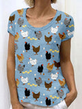 Comstylish Hens and Chicks Graphic Vintage Linen Blend Cozy Shirt