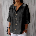 Comstylish Japanese Traditional Sashiko Art Comfy Linen Tunic