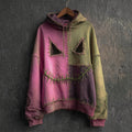 Comstylish Halloween Spooky Face Colorblock Stitched Washed Hoodie