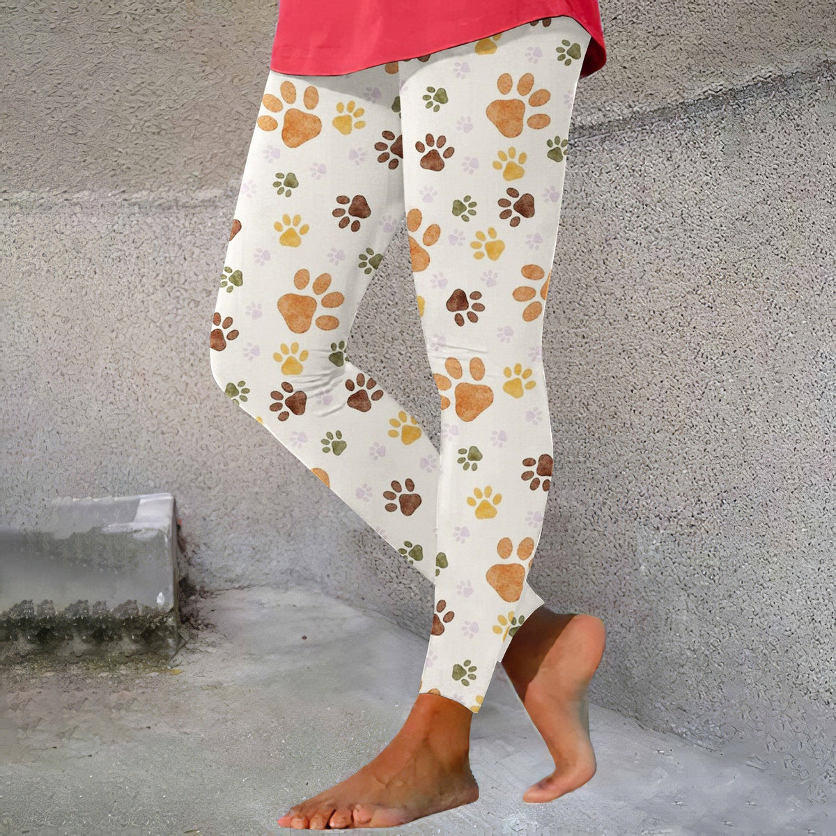 Comstylish Dog Paw Print Casual Leggings
