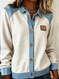 Women'S Casual Lapel Contrast Color Stitching Shirt 