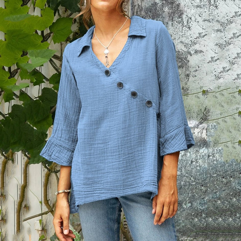 Women's Solid Color Linen Vintage Shirt artswardrobe