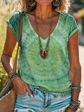 Women's Tie-Dye Art Print 100% Cotton V-Neck T-Shirt