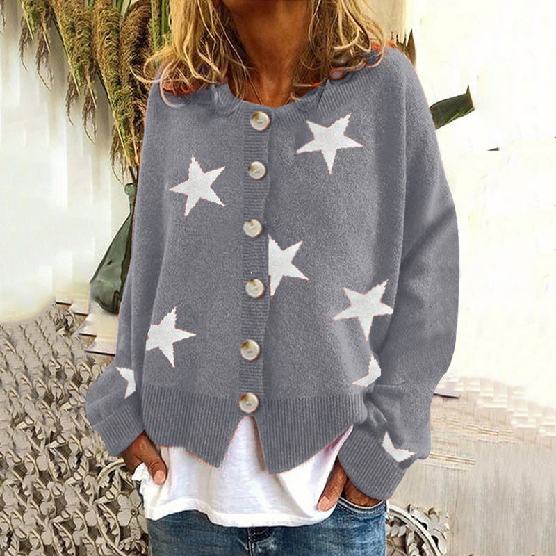 Five-Pointed Star Single-Breasted Sweater Cardigan artswardrobe
