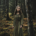 Vintage Viking Tribal Celtic Knot Patterns Crew Neck Mixi Dress artswardrobe