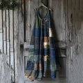 Women's Vintage Geometric Patchwork Art Linen Vest Dress artswardrobe