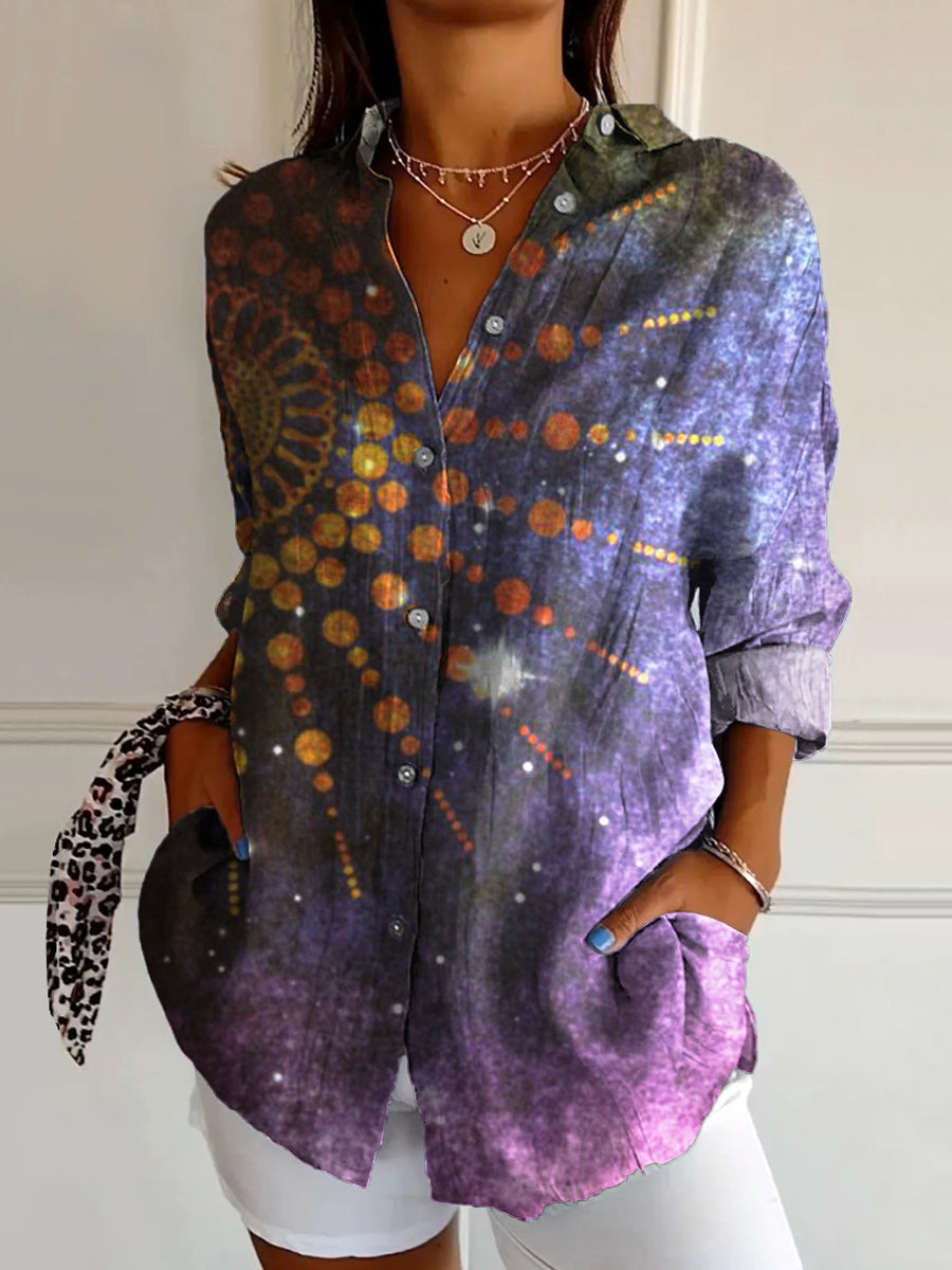 Women's Art Painting Hippie Print Long Sleeve Shirt