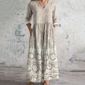 Vintage Floral Embroidered Lace Art Women's Linen Dress artswardrobe