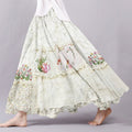 Vintage Floral Cat Lace Patchwork Art Flowy Wide Skirt artswardrobe