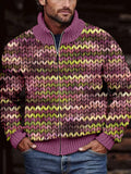 Men's Scottish Thistle Color Inspired Knitted Chunky Cardigan elevenforest
