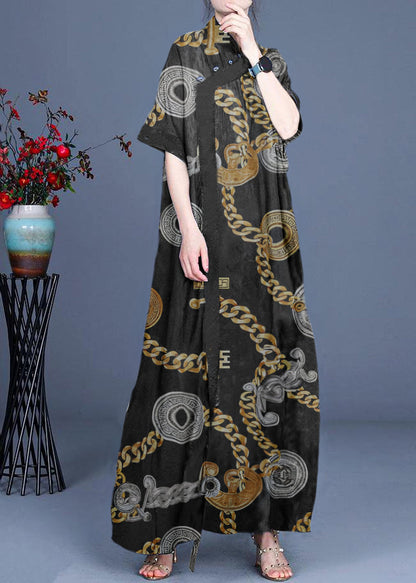 Classy White Text Patchwork Oriental Long Dress Summer