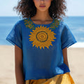 Vintage Sunflower Art Cotton Linen Comfy Shirt artswardrobe