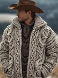 Men's Vintage Celtic Chunky Cozy Knit Hooded Cardigan elevenforest