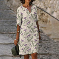 Scottish Thistle Print Midi Dress artswardrobe