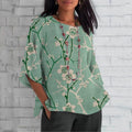 Comstylish Cherry Blossom Japanese Print Crew Neck Casual T-Shirt