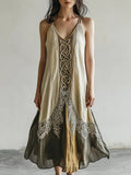 Vintage Celtic Knot Gradient Lace Linen Halter Dress artswardrobe