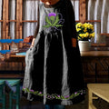 Scottish Thistle Embroidered Sleeveless Linen Blend Midi Dress artswardrobe