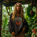 Retro Bohemian Resort Art Embroidery Print Cotton And Linen Blend Loose Blouse artswardrobe