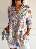 Women's Hippie Peace Love Art Print Casual Cotton Shirt