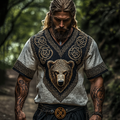 Nordic Viking Mythology Bear Head Celtic Totem V-neck T-shirt artswardrobe