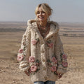 Comstylish Women's Vintage Pink Floral Art Cozy Knit Hooded Cardigan