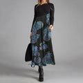 Elegant Flower Print Crew Neck Midi Dress elevenforest