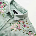 Comstylish Women's Retro Floral Embroidery Art Long Sleeve Casual Shirt
