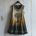 Women's Viking Tree Of Life Celtic Gradient Art Linen Sleeveless Top artswardrobe