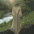 Vintage  Lace Art Linen Maxi Dress artswardrobe