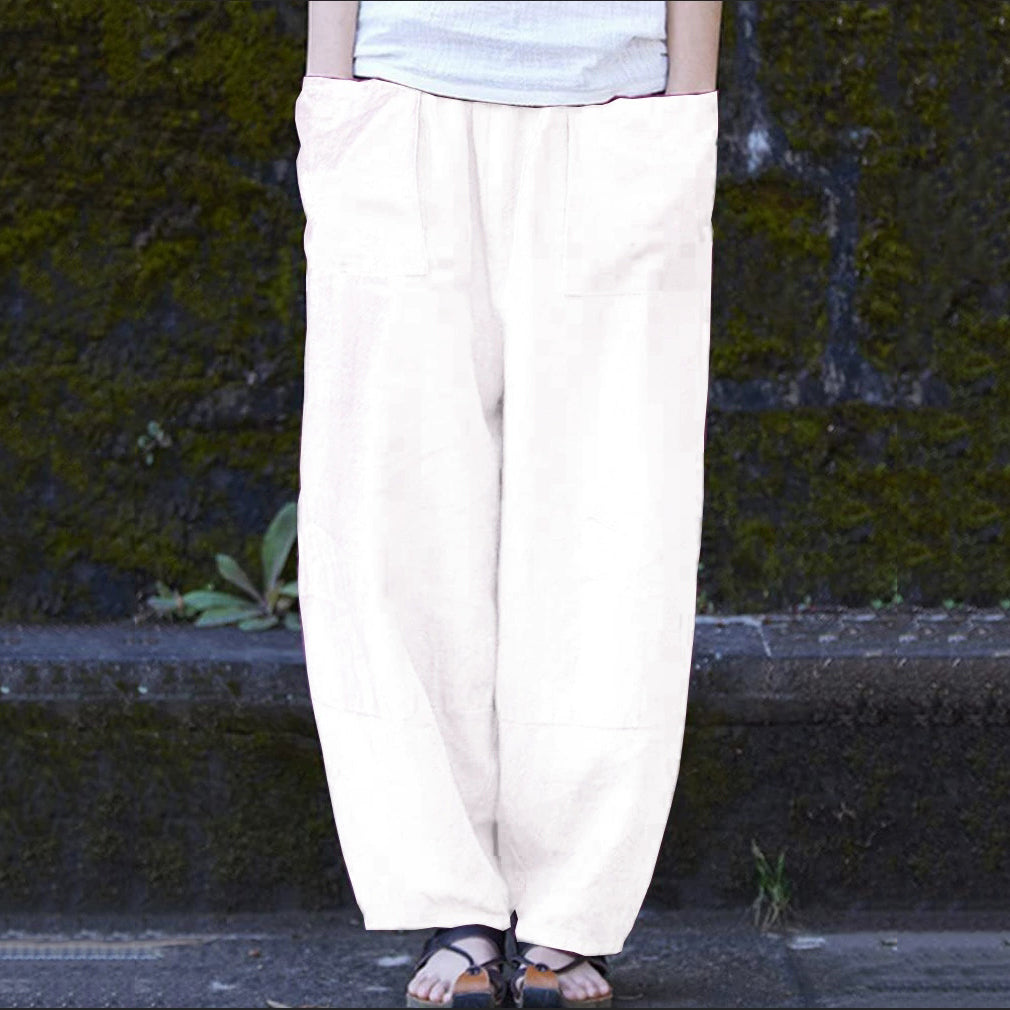 Comstylish Women's Solid Linen Blend Pocket Comfort Casual Pants