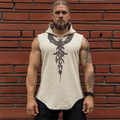 Vintage Viking Rune Linen Hooded Vest artswardrobe