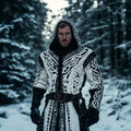 Men's Vintage Viking Celtic Mythology Hooded Cardigan elevenforest