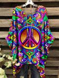 Women's Colorful Peace Abstract Pattern Design Print Top