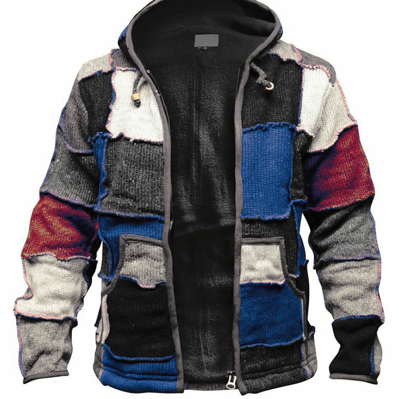 Fairman Island Colorblock Warmth Jacquard Retro Zipper Sweater Cardigan artswardrobe