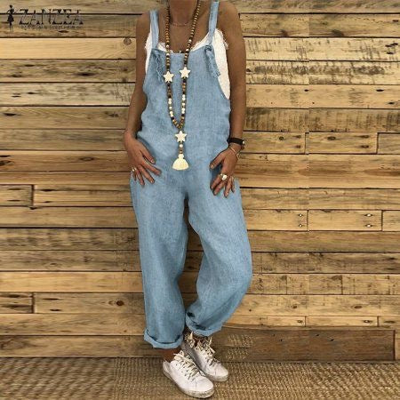 Comstylish Retro Casual Cotton And Linen Loose Jumpsuit